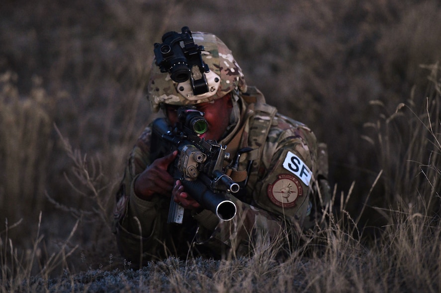 A member of the 341st Security Forces Group conducts a launch facility recapture during Exercise Global Thunder 19, Oct. 30, 2018, at Malmstrom Air Force Base, Mont.