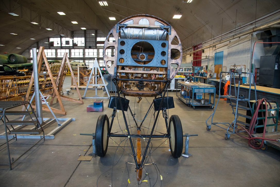 DAYTON, Ohio - The Avro 504K undergoing restoration on Nov. 14, 2018 at the National Museum of the U.S. Air Force. The aircraft was originally built in 1966 by the Royal Canadian Air Force's Aircraft Maintenance & Development Unit.(U.S. Air Force photo by Ken LaRock)