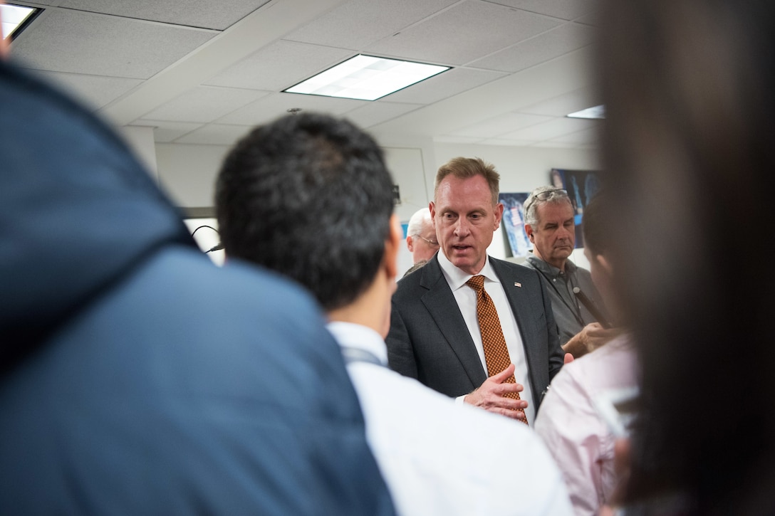 Defense Deputy Secretary Patrick M. Shanahan speaks to reporters.