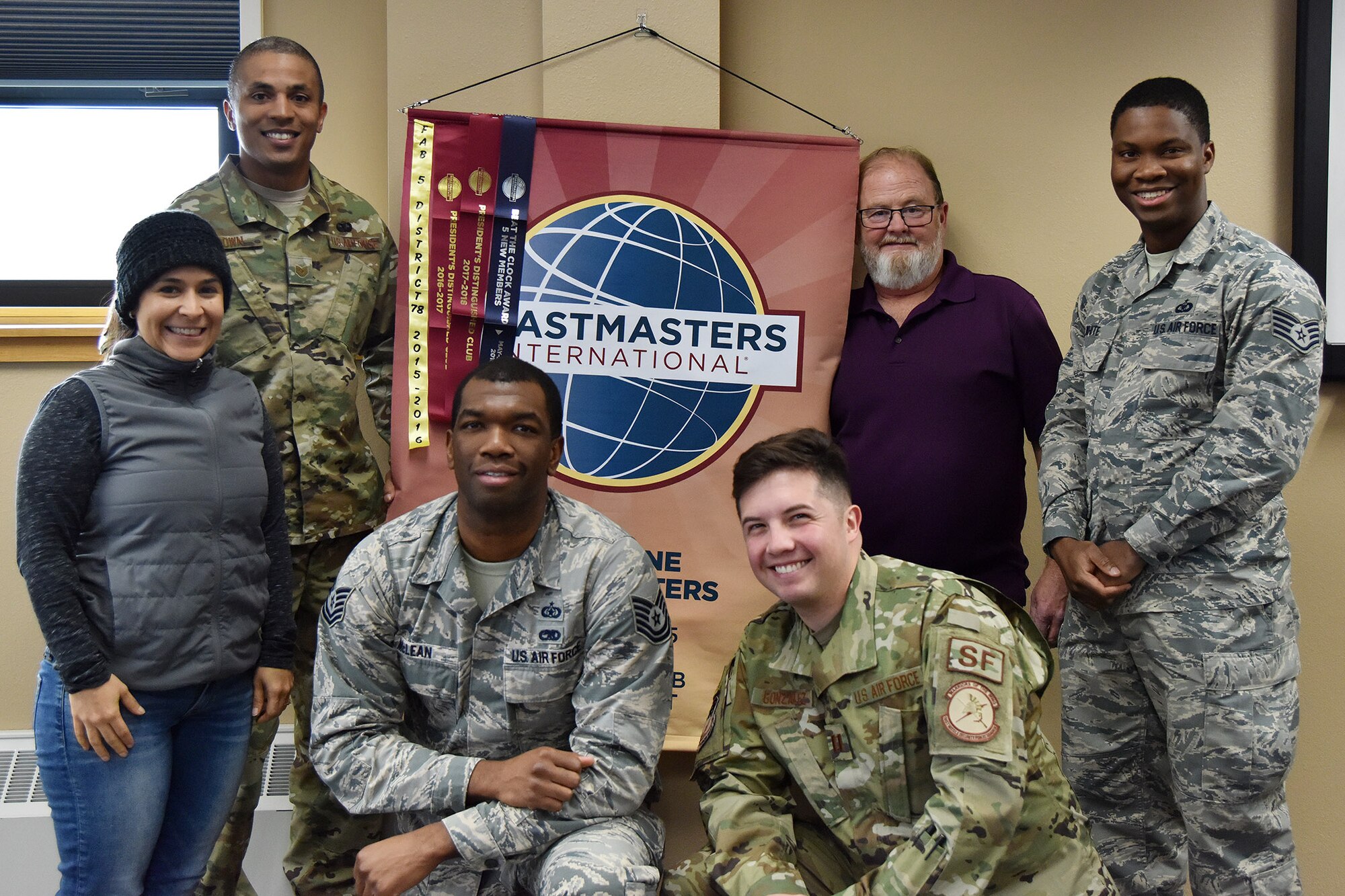 The 341st Missile Wing Toastmasters pose for a picture Nov. 7, 2018, at Malmstrom Air Force Base, Mont.