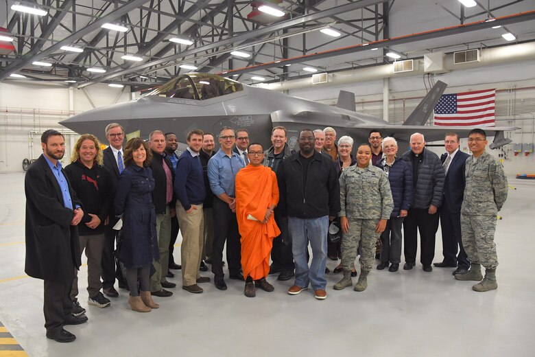 Religious leaders from surrounding communities during a visit to Hill Air Force Base, Utah, Nov. 7, 2018. The visit was part of an annual base chapel event called Clergy Day, which is designed to strengthen ministry partnerships with nearby faiths and to expand spiritual support and services for Airmen stationed at Hill. ( U.S. Air Force Photo by Todd Cromar)