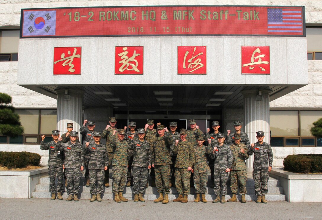 Camp Humphreys, Republic of Korea – U.S. Marine Corps Forces Korea and the Republic of Korea Marine Corps staff conduct a combined staff working group in Baran, Nov. 11.  The R.O.K. Marine Corps and MARFORK staffs work together to develop combined capabilities in support of the “ironclad” alliance. (U.S. Marine Corps photo by Capt. John Parry)