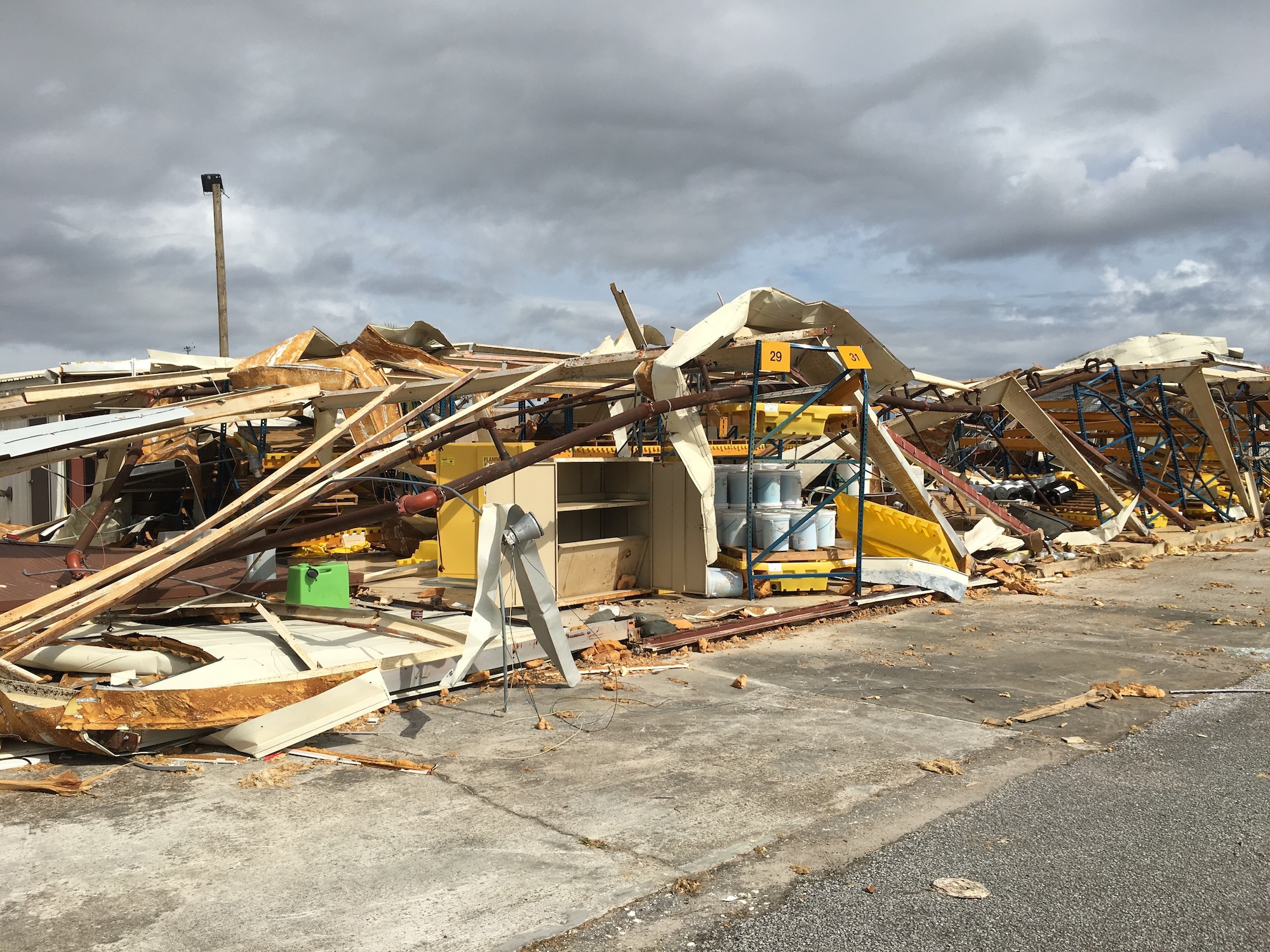 A destroyed civil engineering building on Tyndall Air Force Base, Florida, was among 1,165 environmental assets evaluated by an environmental recovery assistance team Nov. 5 – 9.