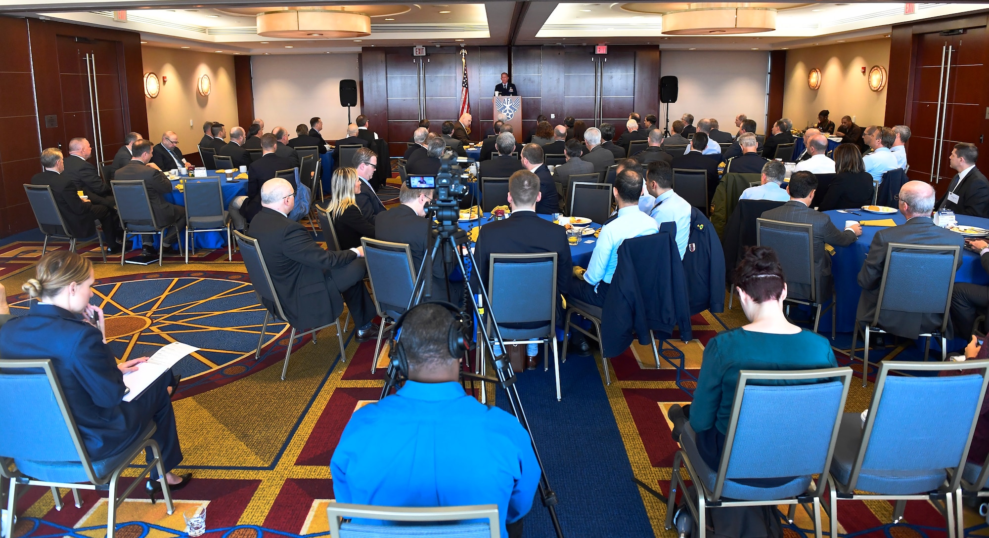 Air Force Vice Chief of Staff Gen. Stephen W. Wilson deliversed remarks during an Air Force Association Breakfast in Arlington, Va., Nov. 14, 2018. In his remarks, Wilson highlighted the importance of taking a whole-of-nation approach to expanding the competitive space. (U.S. Air Force photo by Staff Sgt. Rusty Frank)