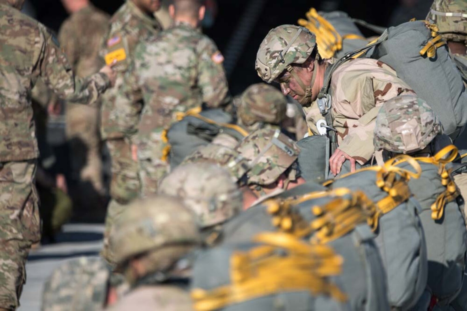 Soldiers from the 82nd Airborne Division at Fort Bragg, North Carolina, prepare to load onto a C-17 Globemaster III during a joint Large Package Week and Emergency Deployment Readiness Exercise Feb. 5-11. The Army released a new directive designed to encourage Soldiers to maintain their deployability status. The service is looking to reduce its non-deployable numbers to help its forces become more lethal and ready.