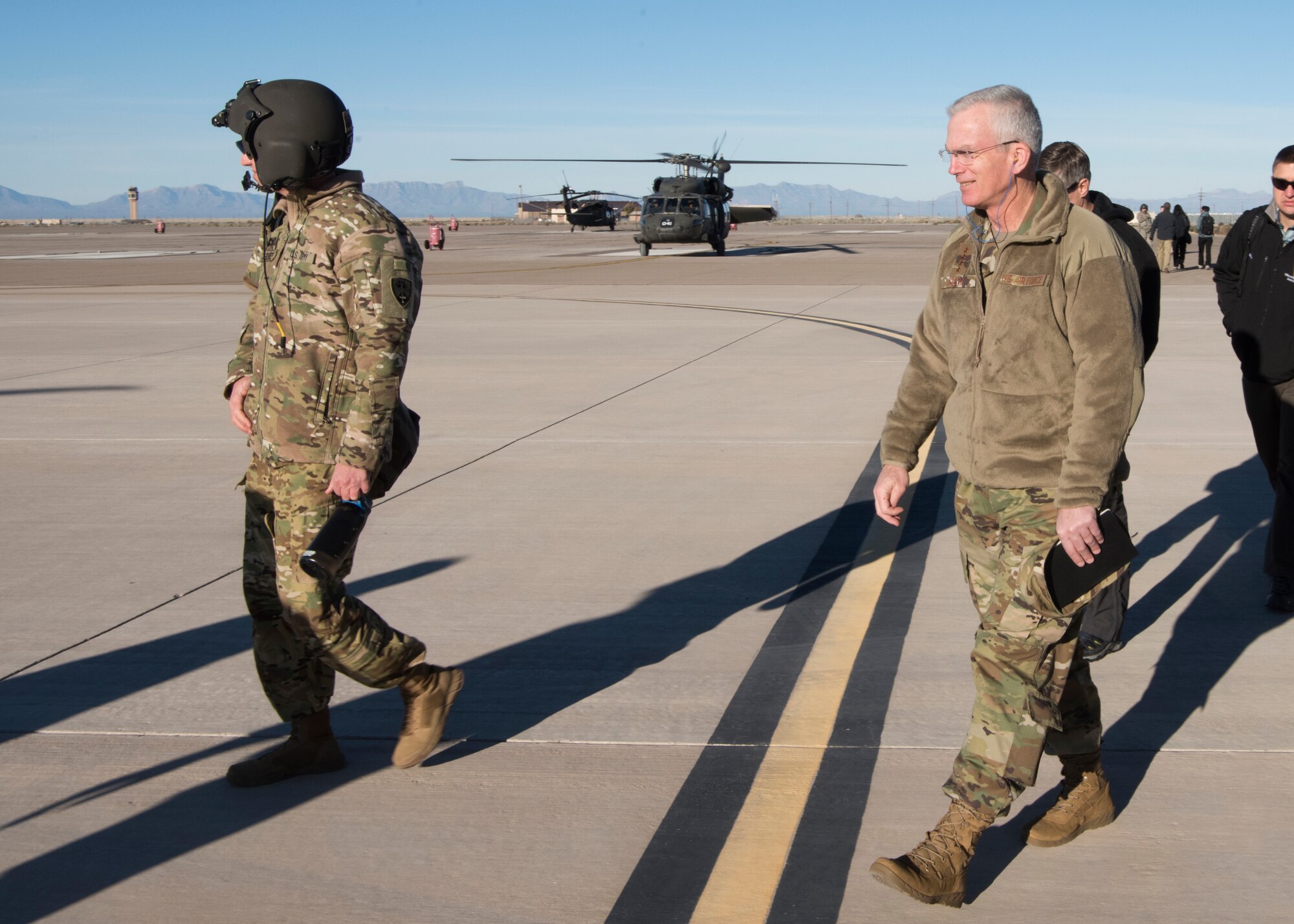 Gen. Paul Selva, vice chairman of the Joint Chiefs of Staff, walks on the flightline, November 14, 2018, on Holloman Air Force Base, N.M. Selva visited Holloman November 13 to 14, and received a helicopter tour of White Sands Missile Range, N.M. (U.S. Air Force photo by Staff Sgt. BreeAnn Sachs).