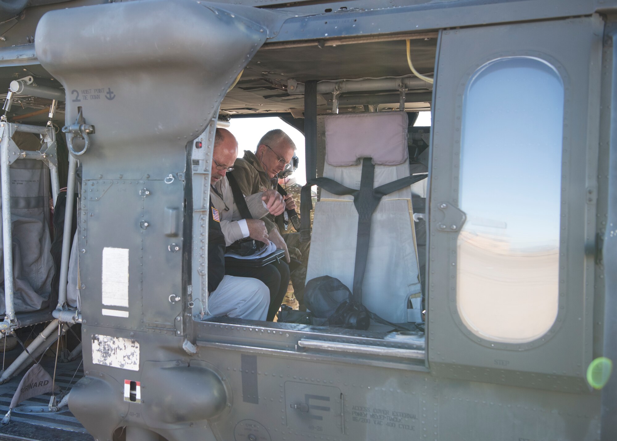 Gen. Paul Selva, vice chairman of the Joint Chiefs of Staff, boards a UH-60 Black Hawk helicopter November 14, 2018 on Holloman Air Force Base, N.M. Selva received a tour of White Sands Missile Range during his visit to Holloman November 13 to 14 (U.S. Air Force photo by Staff Sgt. BreeAnn Sachs).