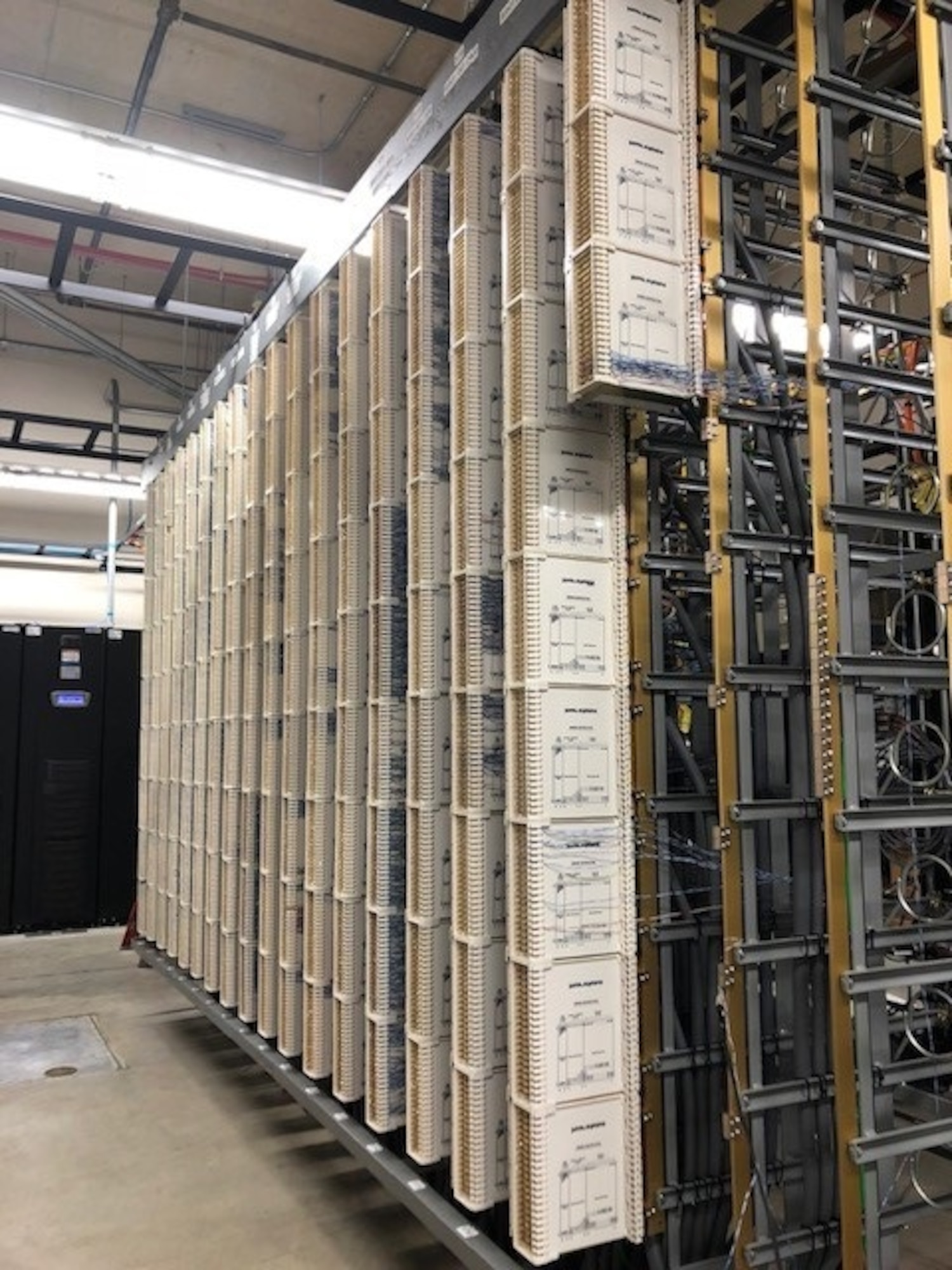 The new Intermediate Distribution Frame in the Communications Voice/Data Center located in Building 840, where the 711th Human Performance Wing is headquartered.  (U.S. Air Force/Courtesy photo)