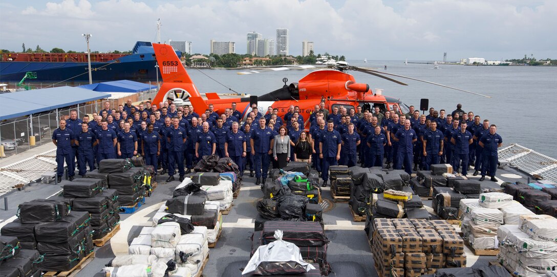 Pictured is the Coast Guard Cutter James (WMSL-754) crew.