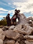 Members of the 22nd Engineer Company work to remove rubble in a simulated building collapse during a field training exercise (FTX) at Camp Blanding, Fla., on Oct. 24, 2018. The unit is a part of the task forces under command and control of the Joint Task Force Civil Support, for emergency response. The task forces are prepared to assist in any chemical, biological, radiological and nuclear event.  (Courtesy photo by Navy Chief Petty Officer Zach McKinley)