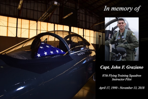 Laughlin will host a memorial service to honor the life of Capt. John F. Graziano, Wednesday, Nov. 21, 2018 at 9 a.m. in the weather shelter. For more questions or concerns regarding attendance to this service, please contact public affairs at (830) 298-5262.