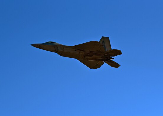 A U.S. Air Force F-22 Raptor from the 325th Fighter Wing flies through the skies over Tyndall Air Force Base, Fla., Nov. 16, 2018. As Tyndall’s F-22 Raptors are temporarily diverted to other installations, several key missions will remain at Tyndall to include the 601st Air Force Operations Center, the 337th Air Control Squadron, the 53rd Air-to-Air Weapons Evaluation Group, the 823rd RED HORSE Squadron, Detachment 1, the Air Force Civil Engineer Center, Air Force Office of Special Investigations, and The Air Force Legal Operations Agency. (U.S. Air Force photo by Senior Airman Isaiah J. Soliz)