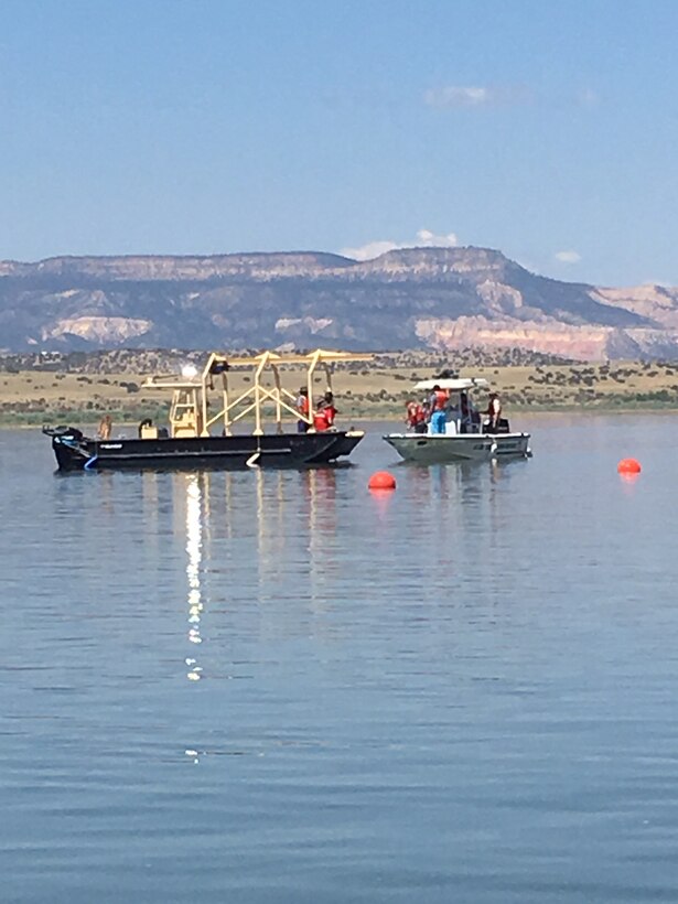 ABIQUIU LAKE, N.M. – This photo was taken Aug. 2, 2017, during a motorboat operator license class. The group was prepping for an alongside tow. Photo by Ronald Carter. This was a 2018 photo drive entry.