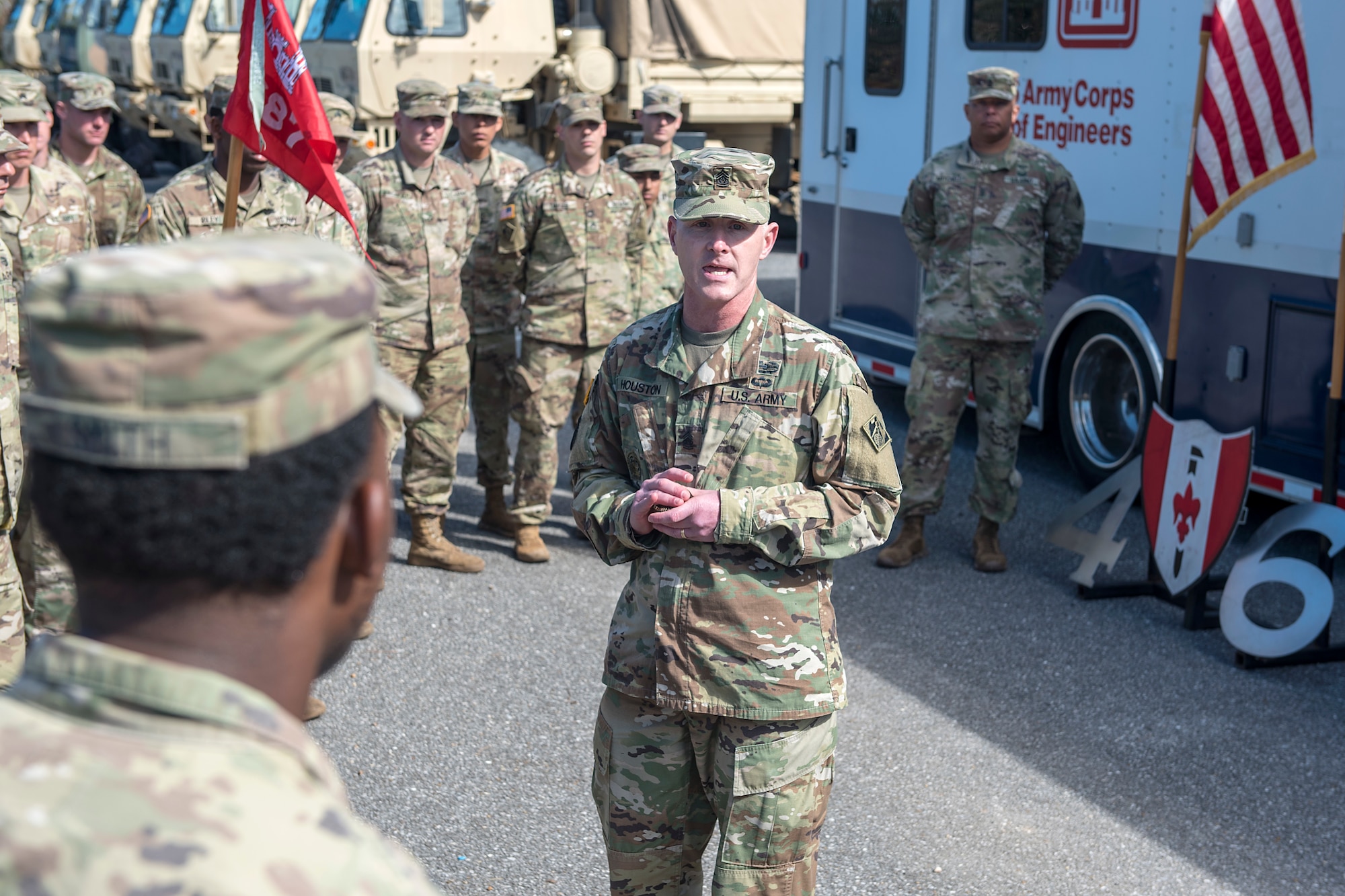 USACE sergeant major visits Tyndall, coins Soldiers