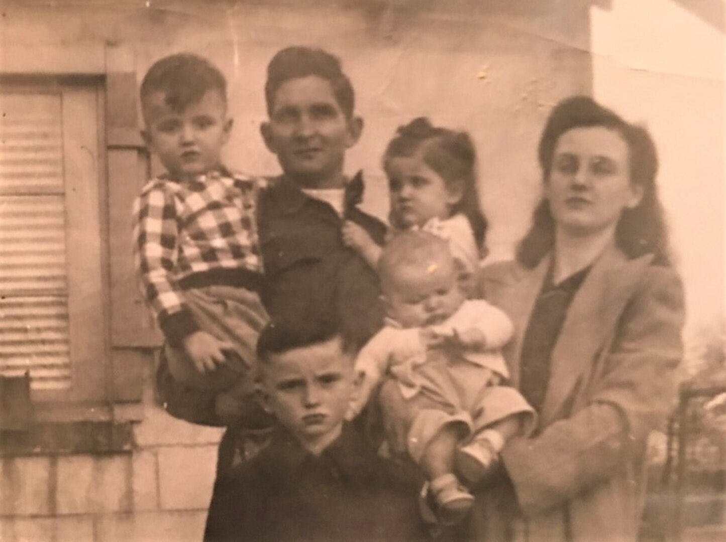 Family portrait, B&W facing viewer