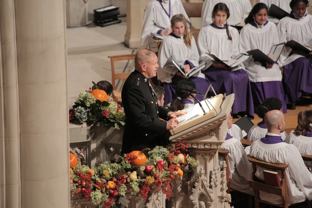On Nov. 18, 2018, the Marine Chamber Orchestra performed for the U.S. Marine Corps Worship Service in honor of the Marine Corps' 243rd birthday at the Washington National Cathedral in Washington, D.C. (U.S. Marine Corps photo by Master Sgt. Kristin duBois/released)