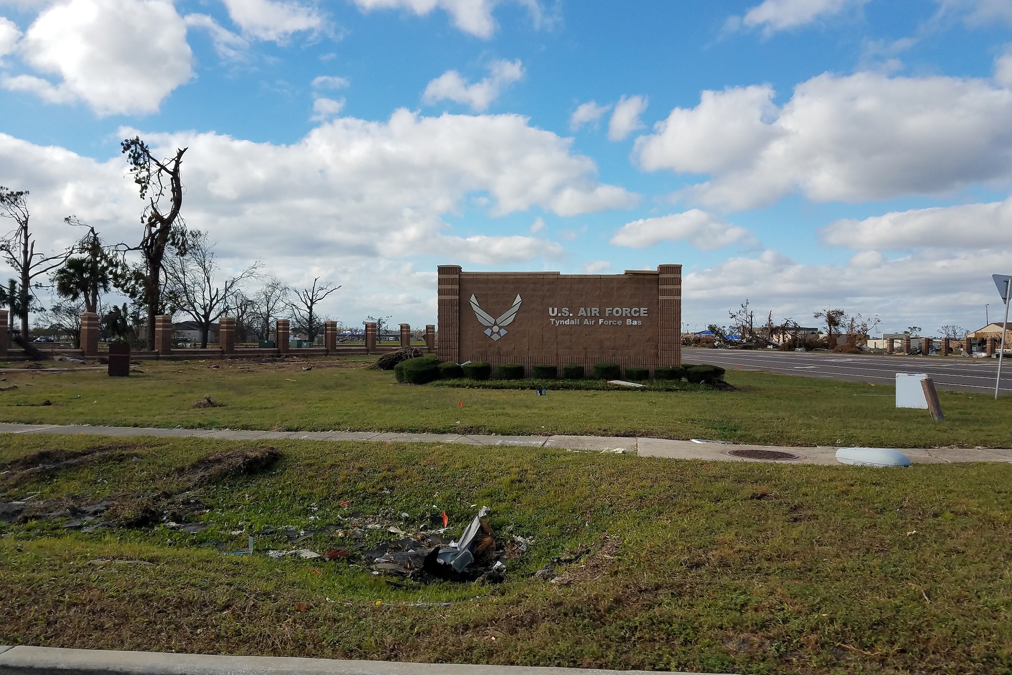 A team of nine U.S. Airmen from the South Carolina Air National Guard’s 169th Civil Engineer and Medical Squadrons volunteered to help nudge Tyndall Air Force Base in Florida toward recovery after Hurricane Michael left the base in near complete destruction October 22-28, 2018. (U.S. Air National Guard courtesy photo)