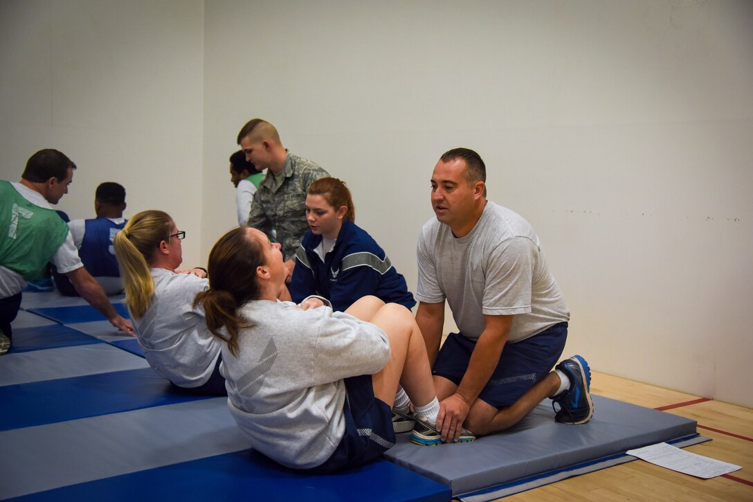 Airmen from the 913th Airlift Group undergo their physical fitness assessment on Nov. 4, 2018, at Little Rock Air Force Base, Ark. The Air Force Fitness Program goal is to motivate Airmen to participate in a year-round physical conditioning program that emphasizes total fitness, to include proper aerobic conditioning, strength and flexibility training and healthy eating. (U.S. Air Force photo by Senior Airman Nathan Byrnes)