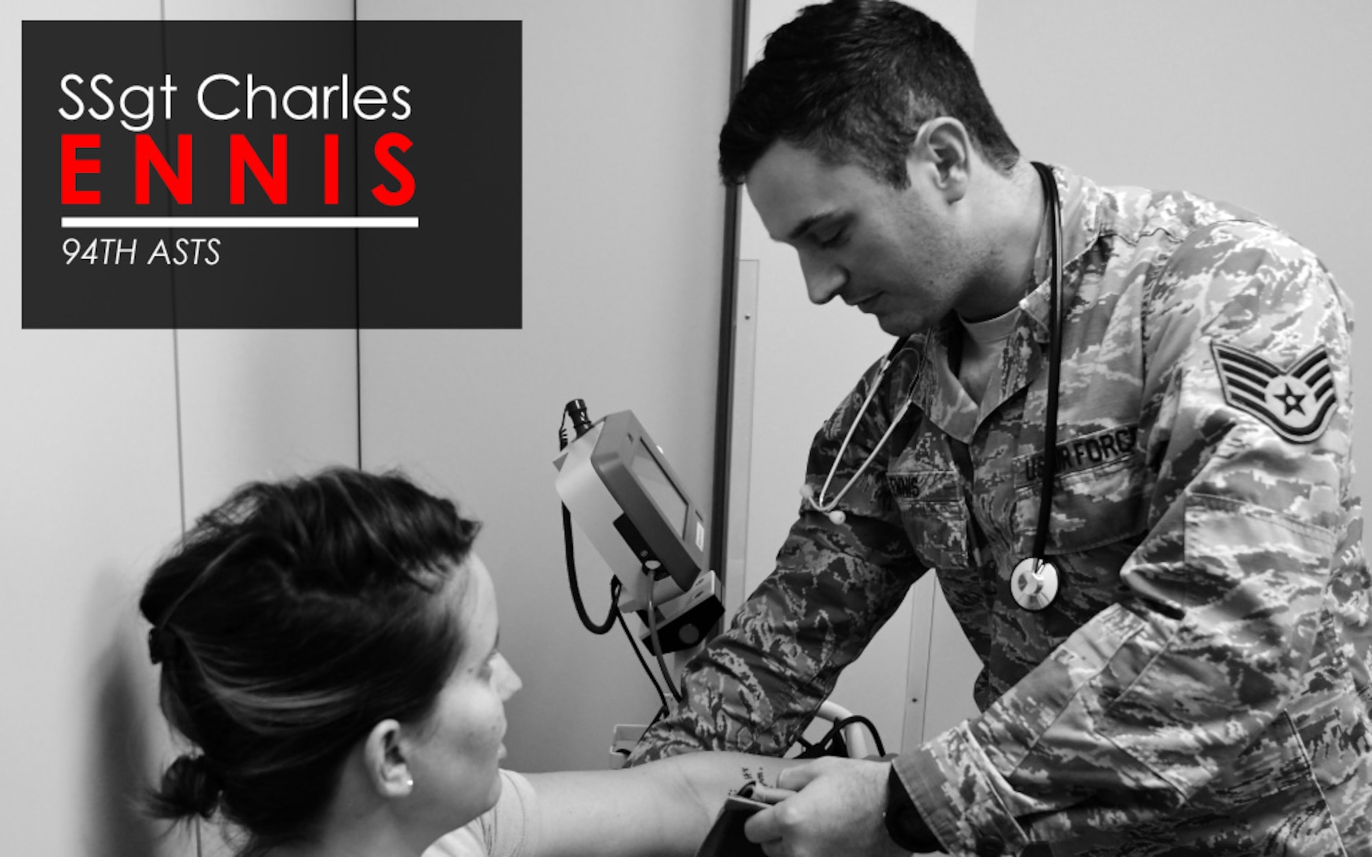 This week’s Up Close features Staff Sgt. Charles Ennis, 94th Aeromedical Staging Squadron medical technician.