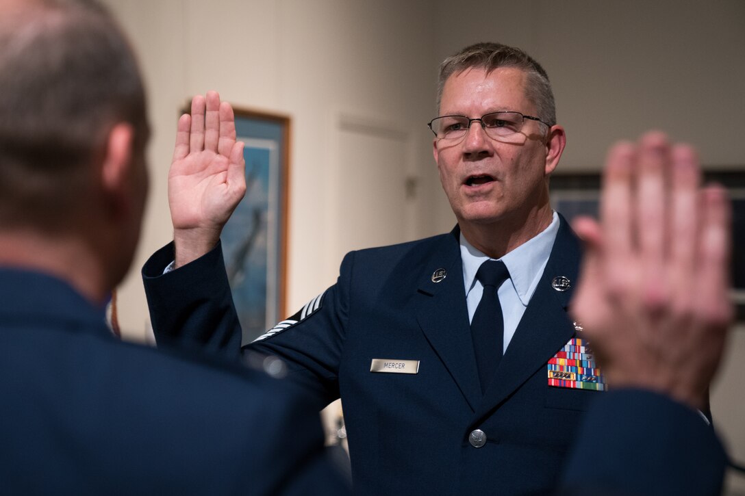 Chief Master Sgt. Mark Mercer celebrates new rank