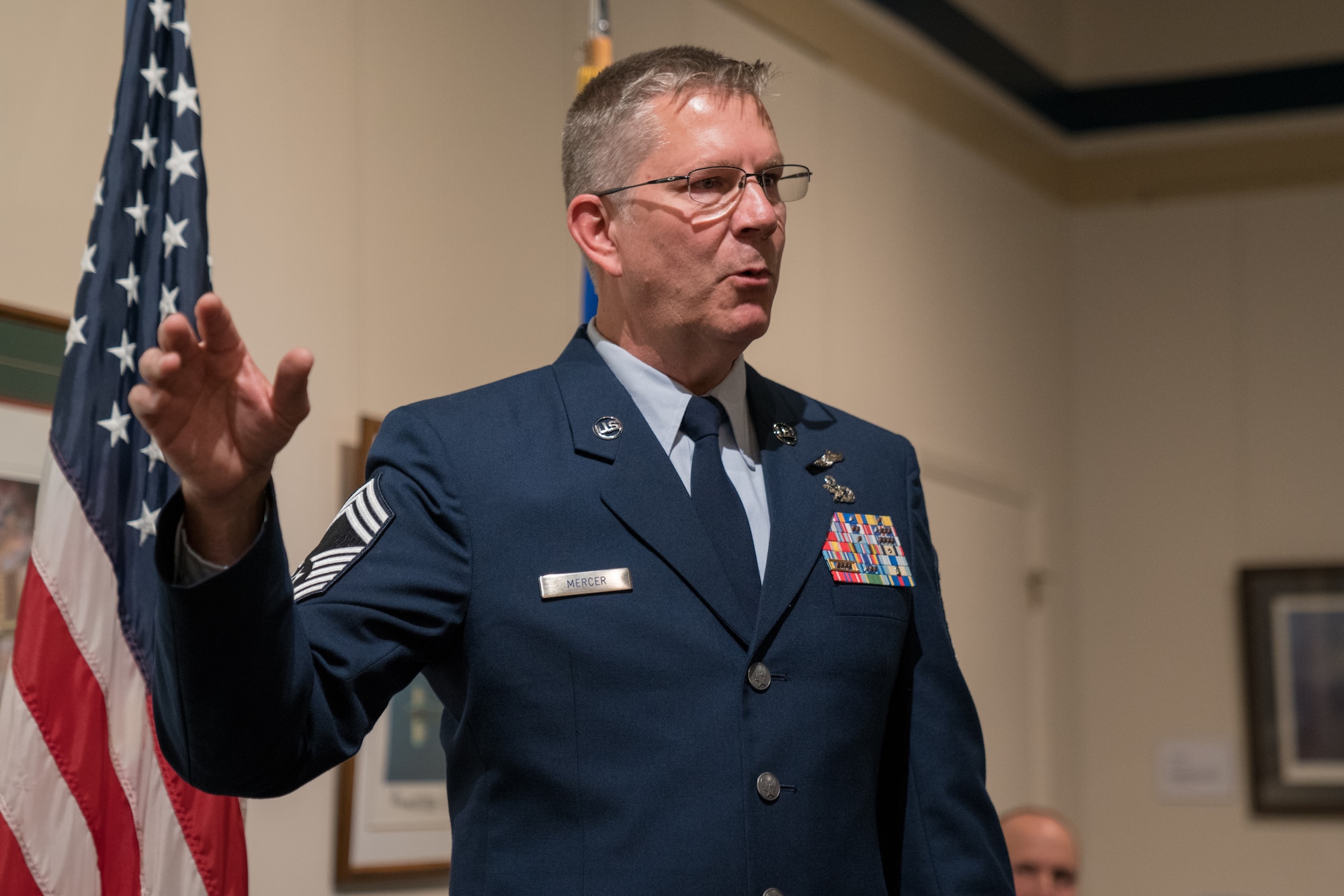 Chief Master Sgt. Mark Mercer celebrates new rank