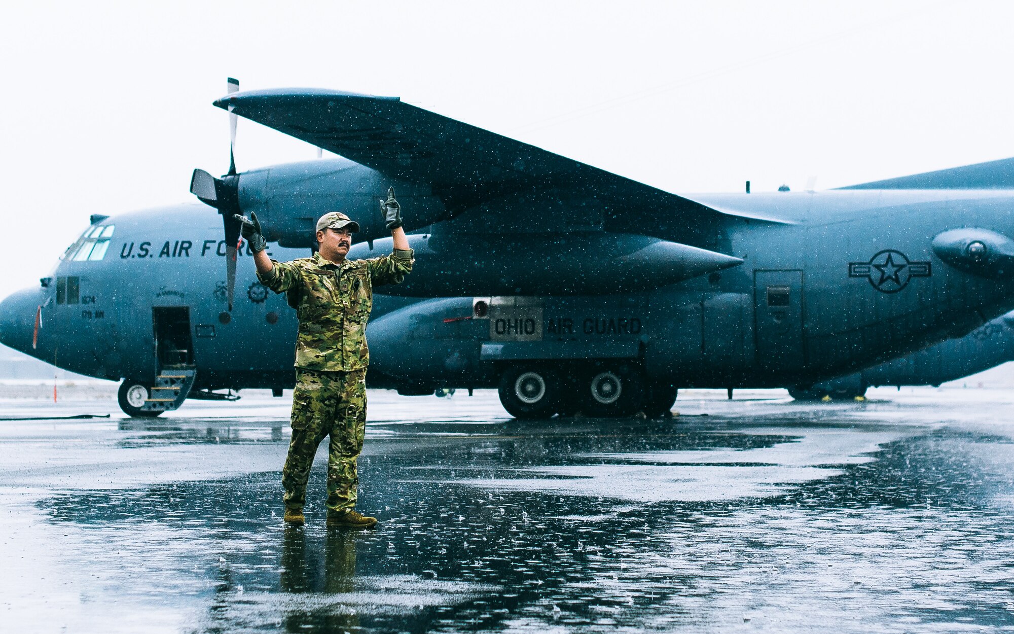 C-130 aircrew delivers combat supplies through air drop