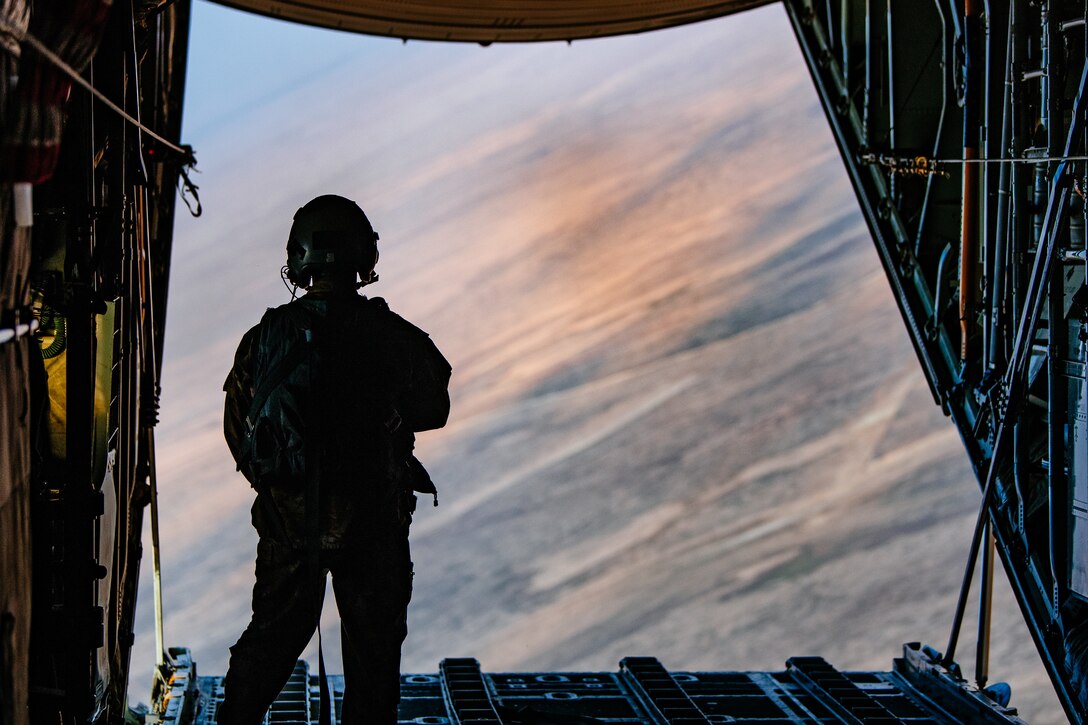 C-130 aircrew delivers combat supplies through air drop