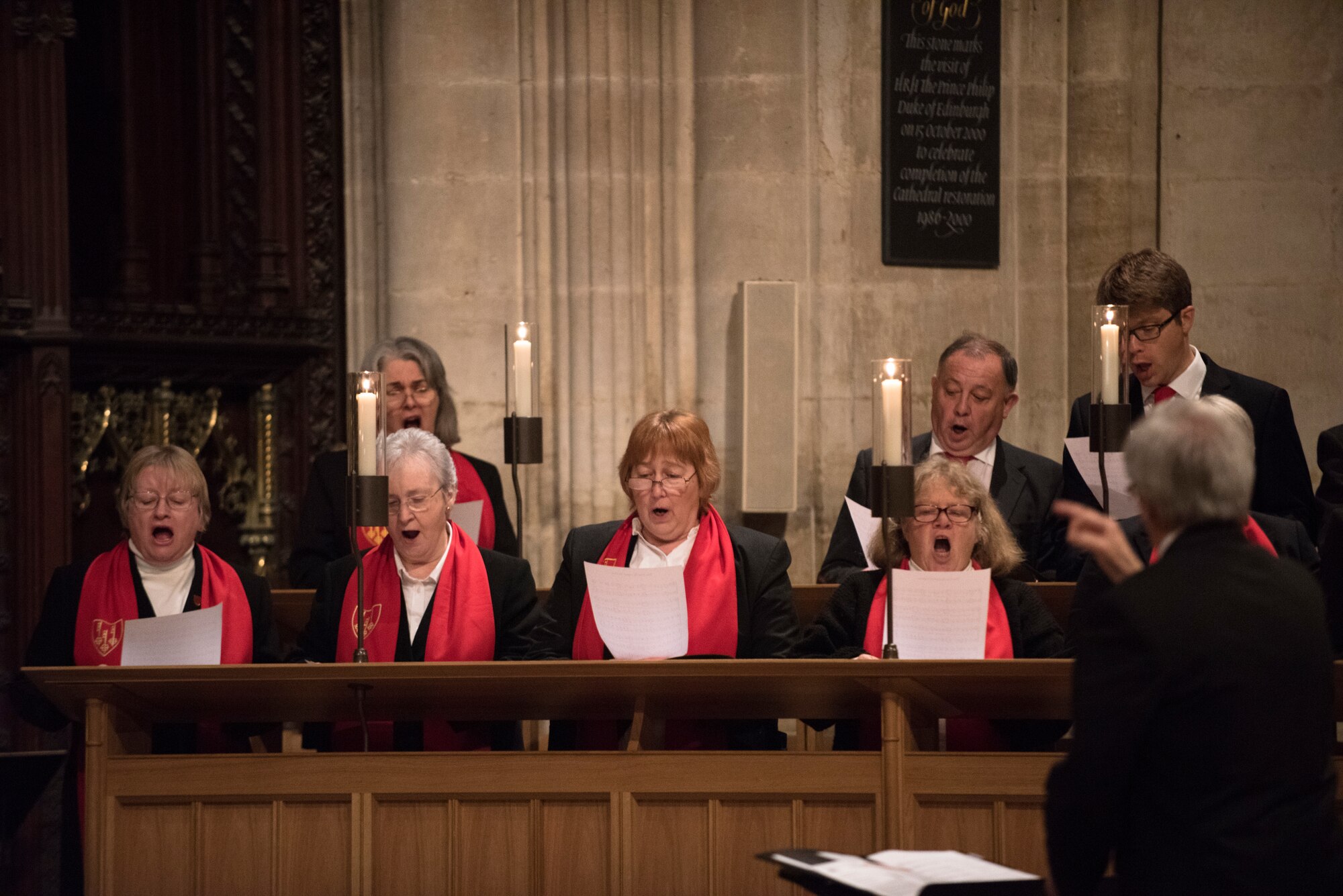 The Ely Cathedral Octagon Choir sings "The Star Spangled Banner" for a Thanksgiving Eve service at Ely Cathedral, England, Nov. 21, 2018. The choir sang hymns throughout the service for U.S. Airmen who will miss Thanksgiving back home. (U.S. Air Force photo by Senior Airmen Kelly O'Connor)