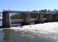 New Savannah Bluff Lock and Dam is shown during the pulse release. When flows in the Savannah exceed 16,000 cubic feet per second, the gates of the structure are raised, which scientists hypothesized would encourage fish passage through the structure.