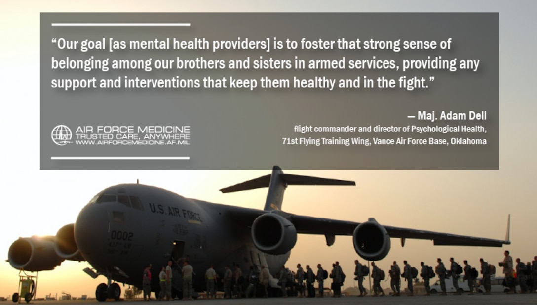 While service members are medically ready to deploy, both physically and mentally, the rigors of deployment can take a toll. Mental health providers in deployed settings play a vital role in providing the necessary support to ensure the health of the warfighter and the mission. (U.S. Air Force illustration by Josh Mahler)