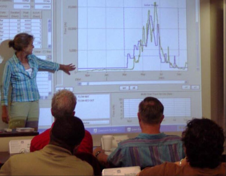 Beth Turner, a Corps regulator in Jacksonville District and member of the Water and the Watershed course, presents results of a workshop where students were asked to define ecosystem flows for the Green River in Utah.