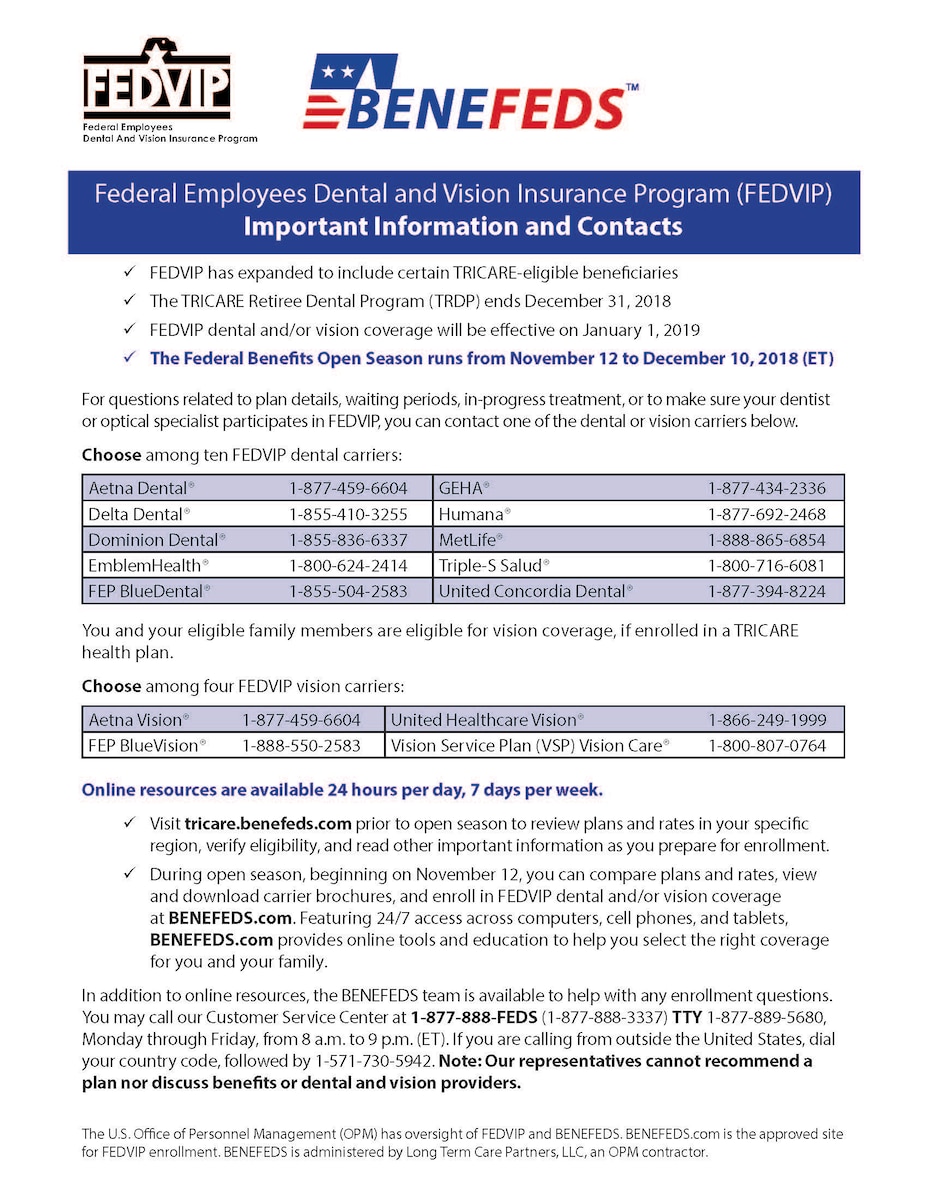 Open season enrollment for FEDVIP Dental and Vision > Edwards Air Force