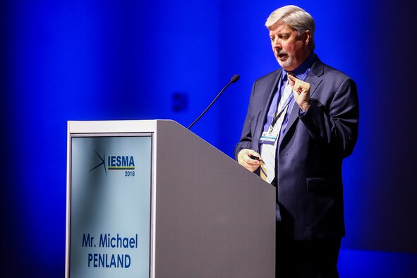Principal Director of United States Air Force Operational Energy Policy, Michael Penland, describes how using data and technology to optimize aircraft operations leads to increased capability and readiness while speaking at the 2018 Innovative Energy Solutions for Military Application(IESMA) conference, hosted by the NATO Energy Security Centre of Excellence on 14 November 2018 in Vilnius, Lithuania.