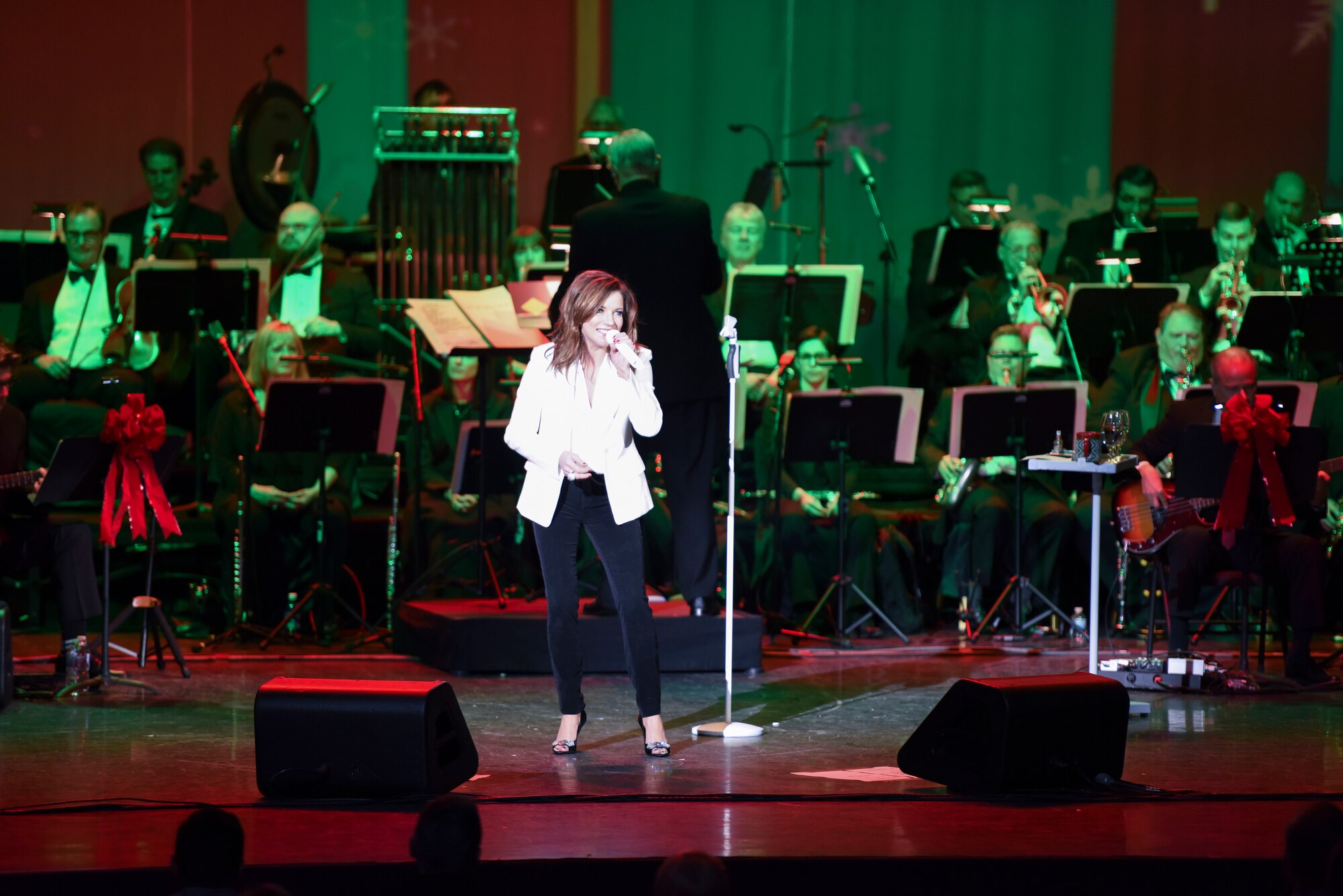 Country music star Martina McBride performs at the opening night of her Joy of Christmas tour in Biloxi, Miss., Nov. 23, 2018. During her performance, McBride recognized two Keesler Air Force Base military members who had recently returned from deployments. (U.S. Air Force photo by Tech. Sgt. Sarah Loicano)