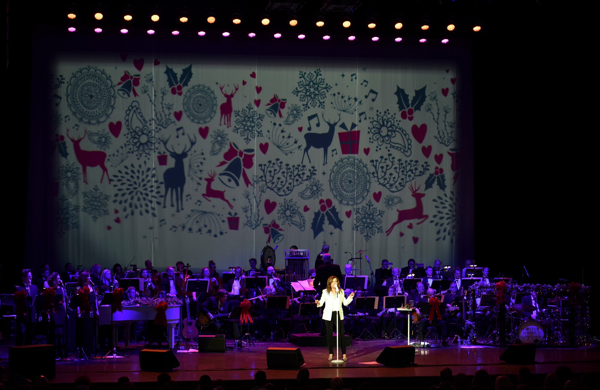 Country music star Martina McBride performs at the opening night of her Joy of Christmas tour in Biloxi, Miss., Nov. 23, 2018. During her performance, McBride recognized three service members stationed in the local area, who had recently returned home from deployments and temporary duty assignments. (U.S. Air Force photo by Tech. Sgt. Sarah Loicano)