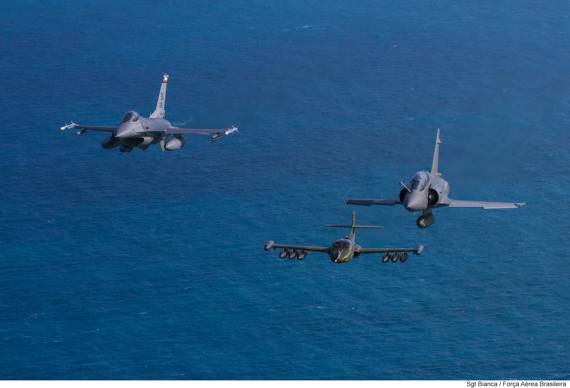 Maj. Thomas Werner, a 149th Fighter Wing F-16 pilot, Air National Guard, flies in an international aircraft formation Nov. 20