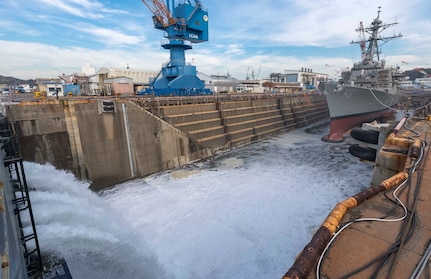 USS John S. McCain leaves dry dock, continues repairs in Yokosuka