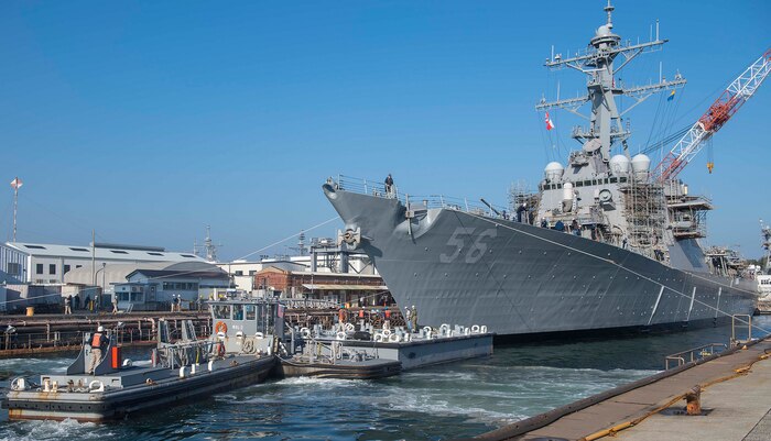 USS John S. McCain leaves dry dock, continues repairs in Yokosuka