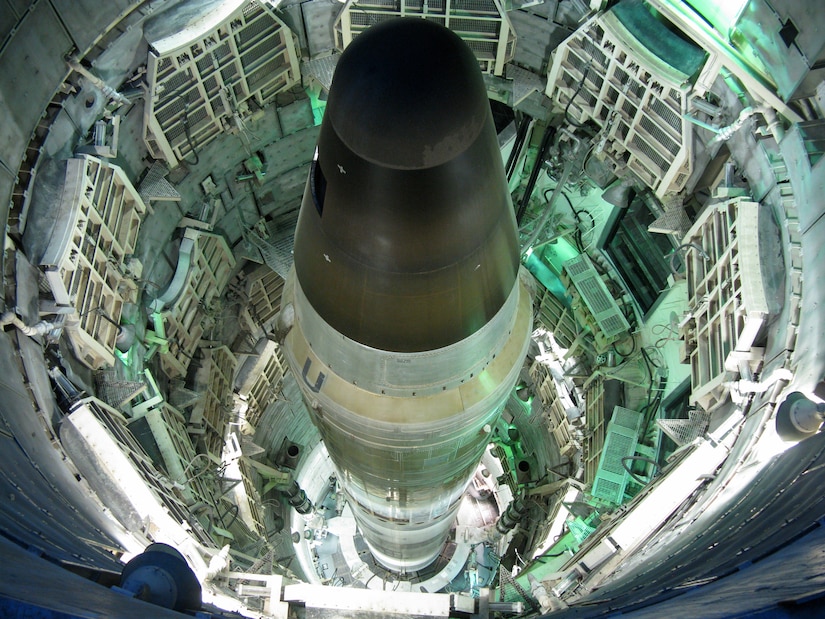 View of Titan II missile from above the silo.