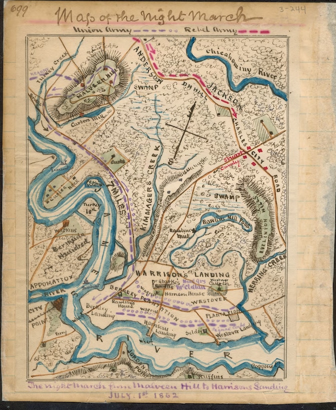 Map of the Richmond, Virginia, area during July 1862