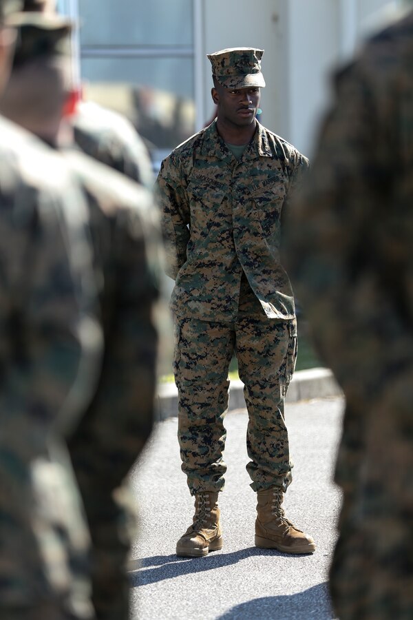 Lance Cpl. Samuel I. Jacksonwest received the 2018 USO Pacific Volunteer of the Year award on Nov. 28, 2018 at Camp Foster, Okinawa, Japan. Jacksonwest received the award for his 480 volunteer hours at the Camp Foster USO. Jacksonwest was the winner among 1,400 volunteers in the Pacific region and the first active duty volunteer to receive this award in the last 4 years. Jacksonwest, a native of Atlanta, Georgia, is a network administrator with Headquarters Company, Combat Logistics Battalion 4, Combat Logistics Regiment 3, 3rd Marine Logistics Group. (U.S. Marine Corps photo by Lance Cpl. Armando Elizalde)