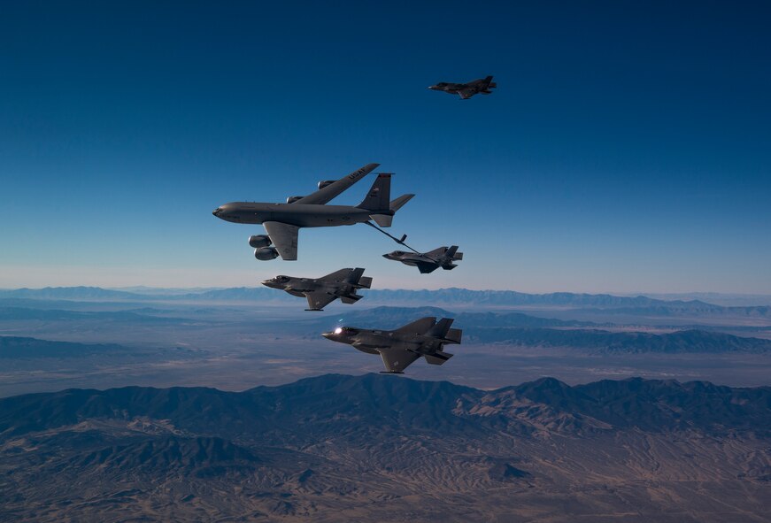 A formation of F-35A Lightning IIs