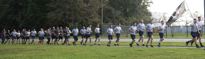 Members from Joint Base Charleston, S.C., participate in the base’s POW/MIA remembrance run Sept. 28, 2018.