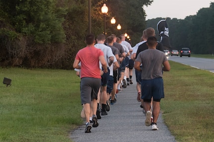 Members from Joint Base Charleston, S.C., participate in the base’s POW/MIA remembrance run Sept. 28, 2018.
