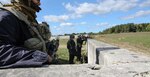 Engineers from the 119th SAPPR Engineer Company, West Virginia National Guard conduct perimeter security during Saber Junction 18, a combat training exercise, in Hohenfels, Germany on Sept. 25, 2018.  The SAPPR company worked as an opposition force during the exercise alongside Bavarian and Ukrainian forces defending Ubungsdorf, a city in the Hohenfels training center.