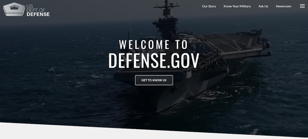 Screenshot with the words "Welcome to Defense.gov".