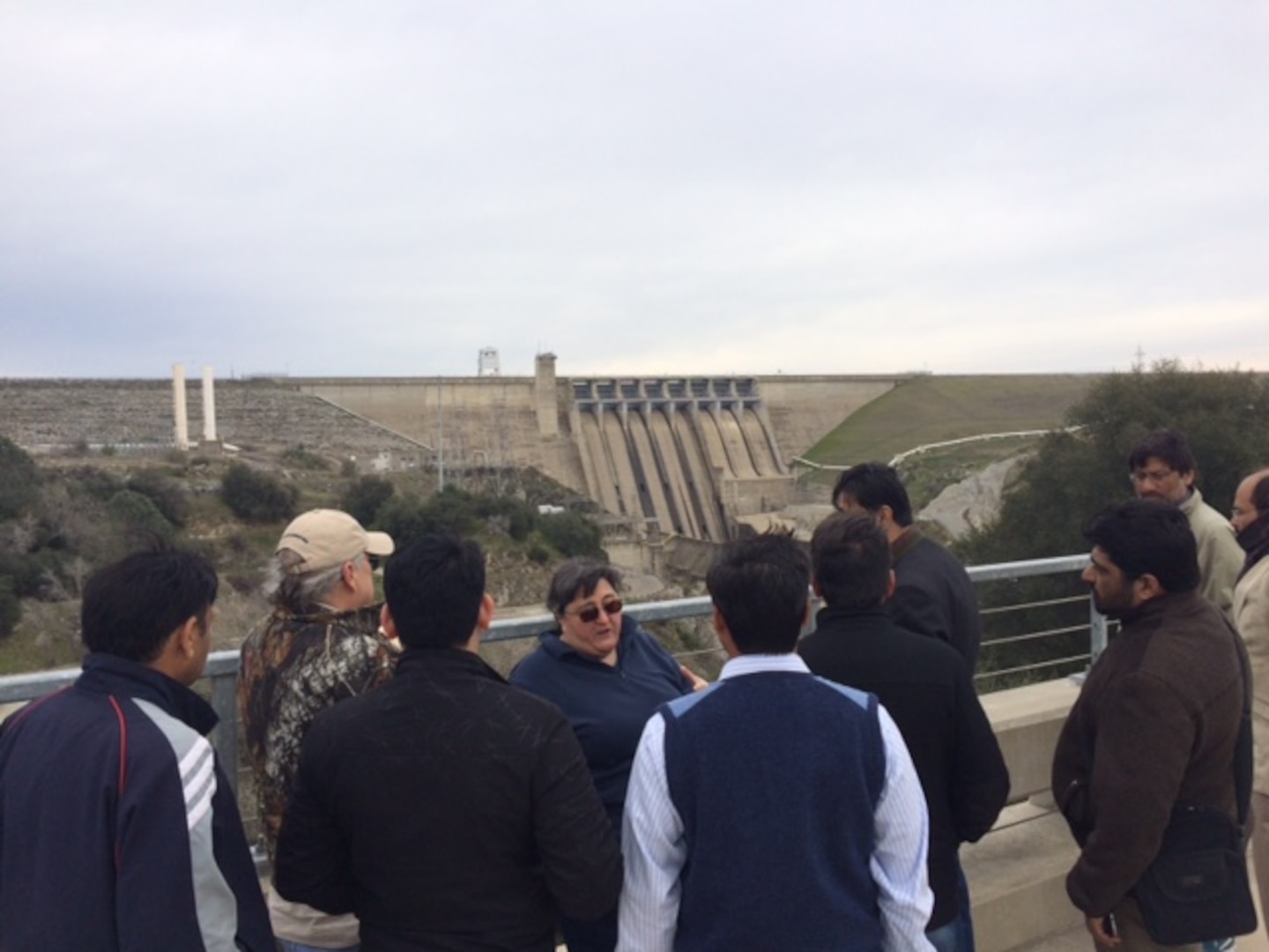 Joan Klipsch, Senior Hydraulic Engineer and Technical Lead for HEC-ResSim at USACE Hydrologic Engineering Center, lead a tour of Folsom Dam in Folsom, California for delegates of Pakistan water resource Ministries and Agencies