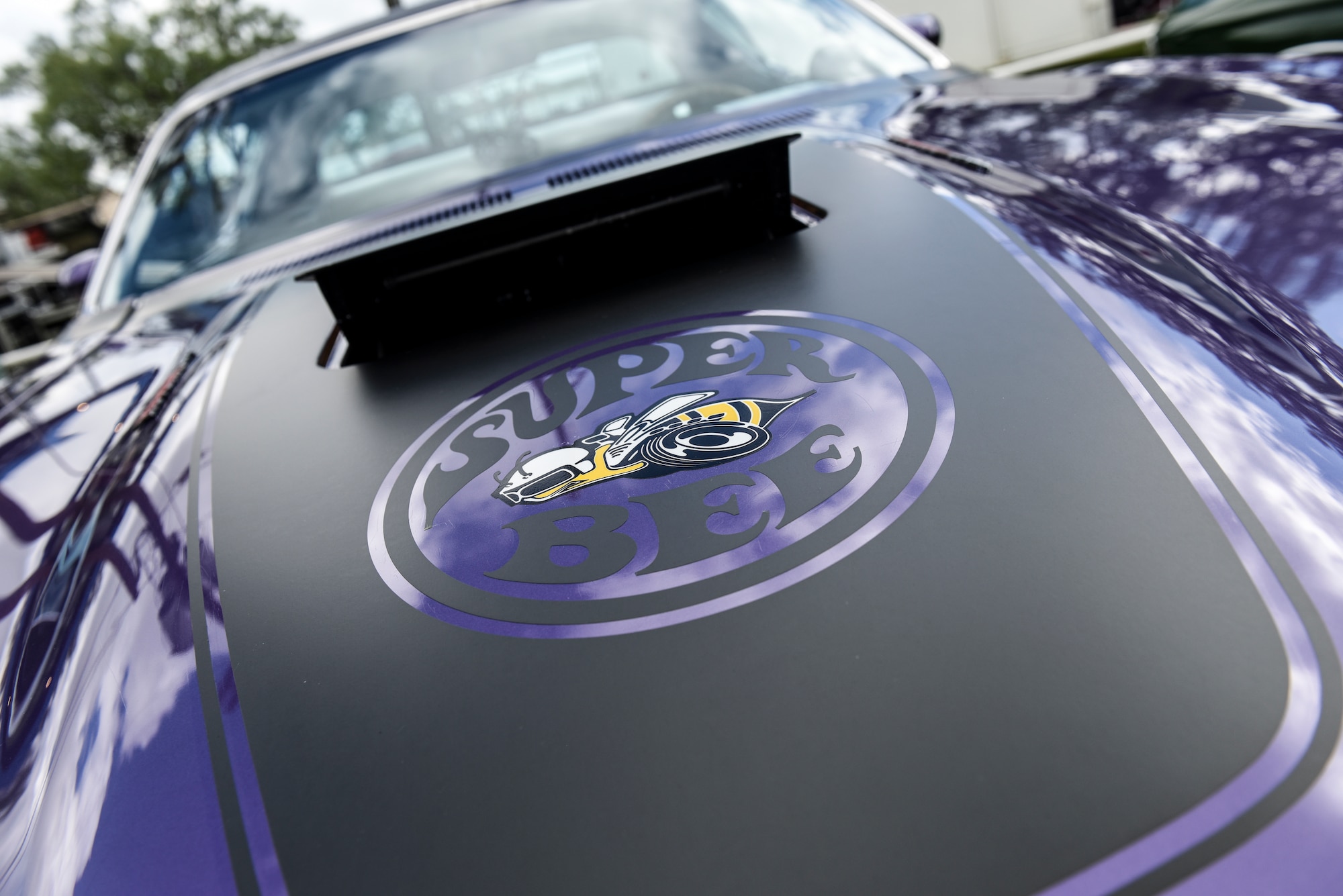 A 1971 Dodge Charger Super Bee is displayed at the 19th Annual Goodfellow Air Force Base Car and Motorcycle Show during the Ruckus at the Rec Camp on Goodfellow Air Force Base Recreation Camp, San Angelo, Texas Sept. 29, 2018. The car show featured vehicles from 1924 to the present. (U.S. Air Force photo by Aryn Lockhart/Released)