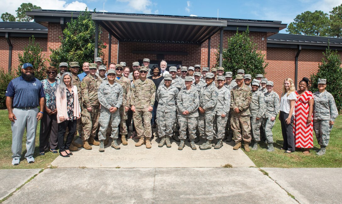 Airmen and civilians pose for a photo after completing the week-long Master Resiliency Training, Sept. 28, 2018, at Moody Air Force Base, Ga. The MRT challenged the participant’s ability to overcome challenges and adversity utilizing the four pillars of Comprehensive Airman Fitness which are mental, physical, social, and spiritual.