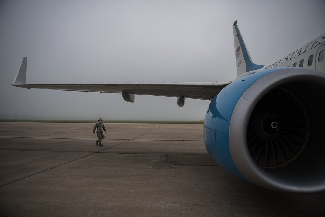 Ready for flight, after foggy morning inspection.